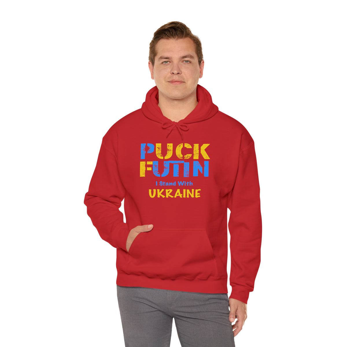 "P*** FUTI*" I Stand With UKRAINE - Unisex Heavy Blend™ Hooded Sweatshirt