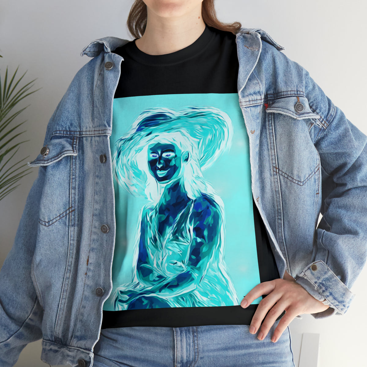 LADY IN SUN HAT (an Inversion in Red) - Airt on a Shirt  - Unisex Heavy Cotton Tee - AUS