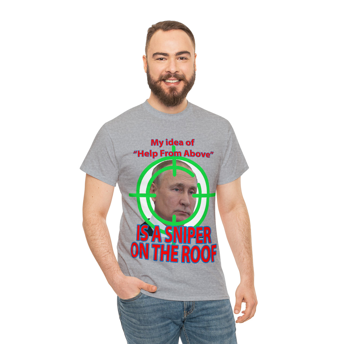 Help from Above SNIPER ON THE ROOF - Funny Unisex Heavy Cotton Tee - AUS