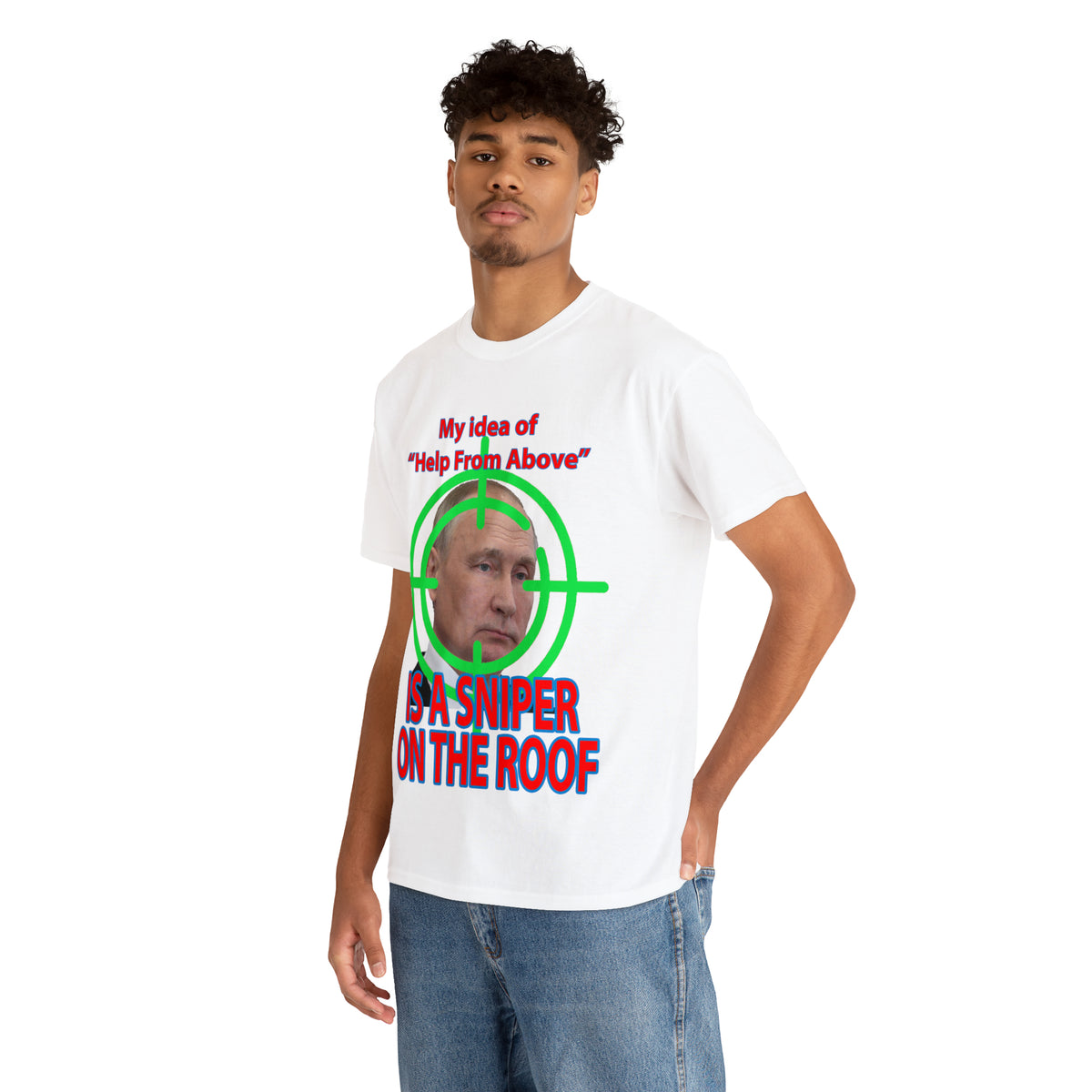 Help from Above SNIPER ON THE ROOF - Funny Unisex Heavy Cotton Tee - AUS