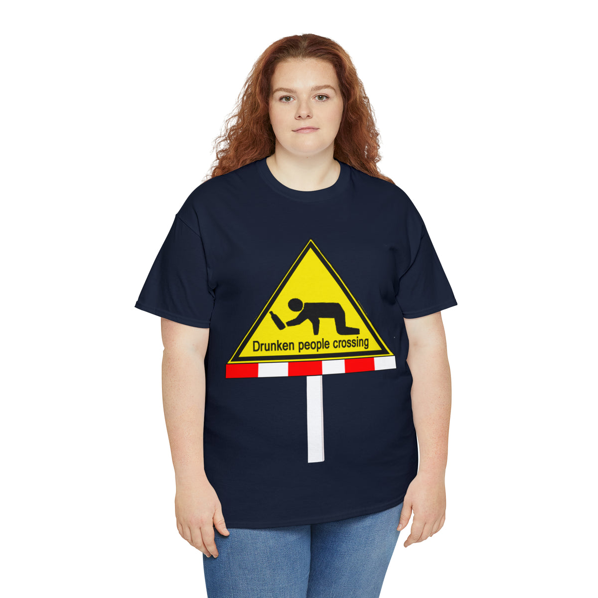 DRU**** PEOPLE CROSSING FUNNY SIGN T-SHIRT - Unisex Heavy Cotton Tee - AUS