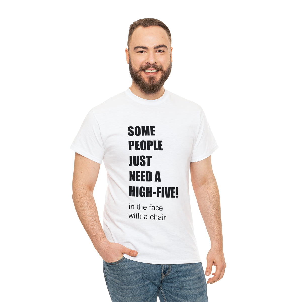 SOME PEOPLE NEED A HIGH-FIVE - Unisex Heavy Cotton Tee - AUS