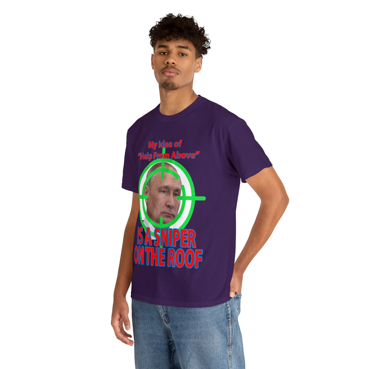 Help from Above SNIPER ON THE ROOF - Funny Unisex Heavy Cotton Tee - AUS
