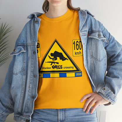 DRU**** ORCS CROSSING - 160 Km/h/SPEED UP - Unisex Heavy Cotton Tee - AUS