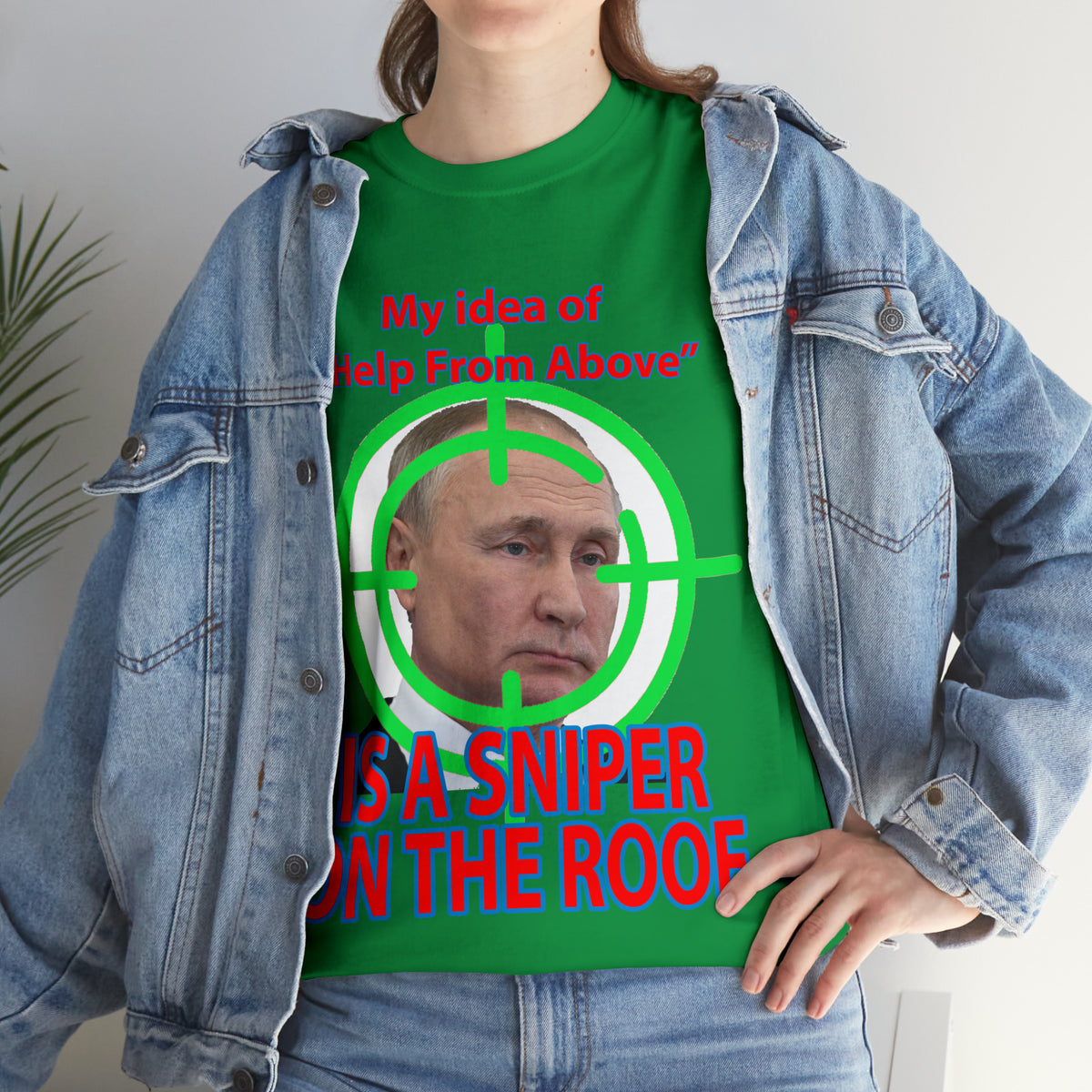 Help from Above SNIPER ON THE ROOF - Funny Unisex Heavy Cotton Tee - AUS