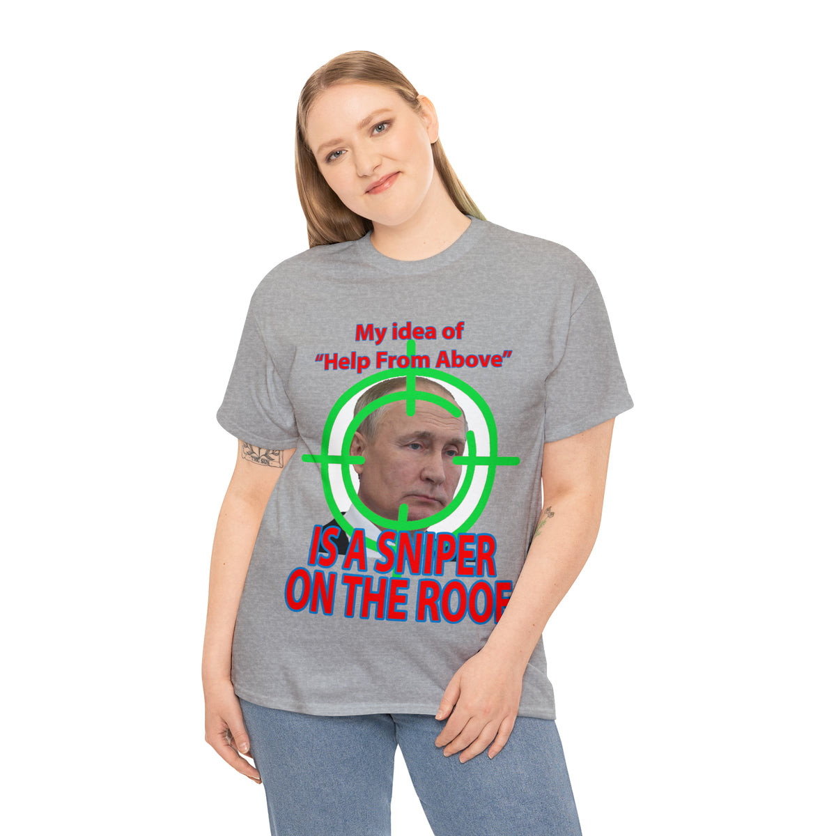 Help from Above SNIPER ON THE ROOF - Funny Unisex Heavy Cotton Tee - AUS