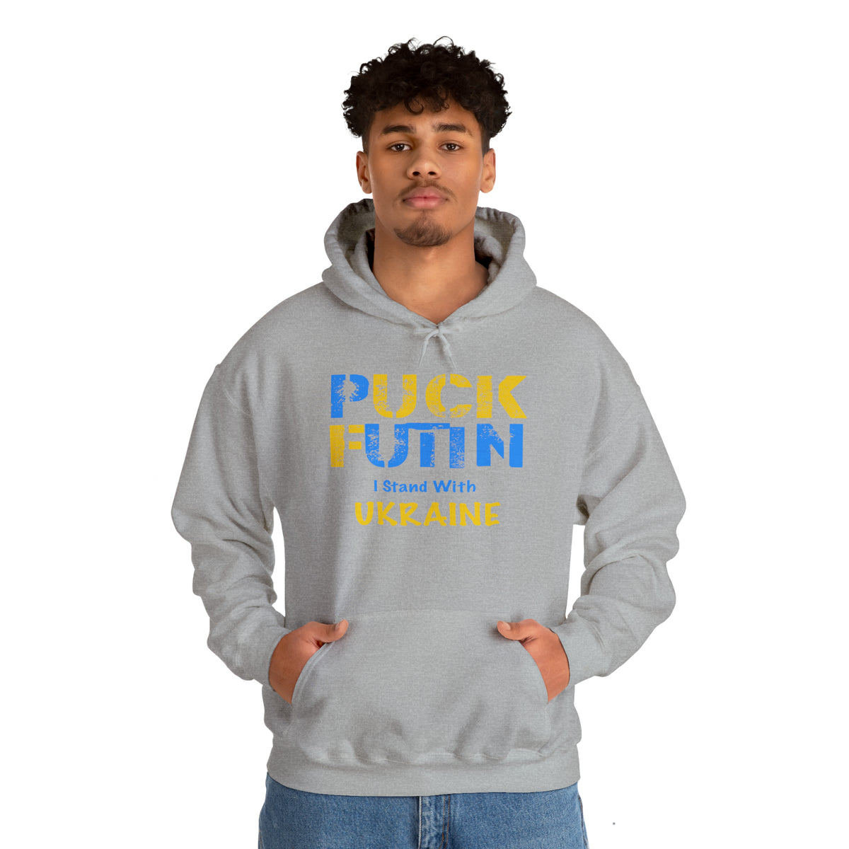 "P*** FUTI*" I Stand With UKRAINE - Unisex Heavy Blend™ Hooded Sweatshirt
