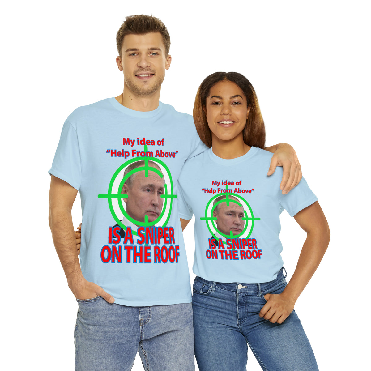 Help from Above SNIPER ON THE ROOF - Funny Unisex Heavy Cotton Tee - AUS