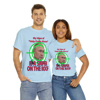 Help from Above SNIPER ON THE ROOF - Funny Unisex Heavy Cotton Tee - AUS