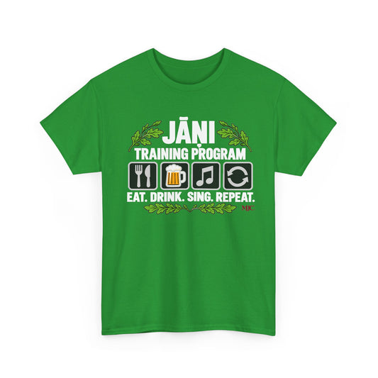 Jāņi Training Program T-Shirt | Latvian Midsummer Gift | White Text | BalticAF