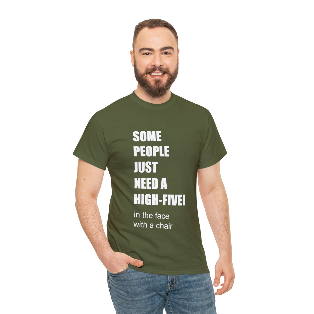 SOME PEOPLE NEED A HIGH-FIVE - Unisex Heavy Cotton Tee - AUS