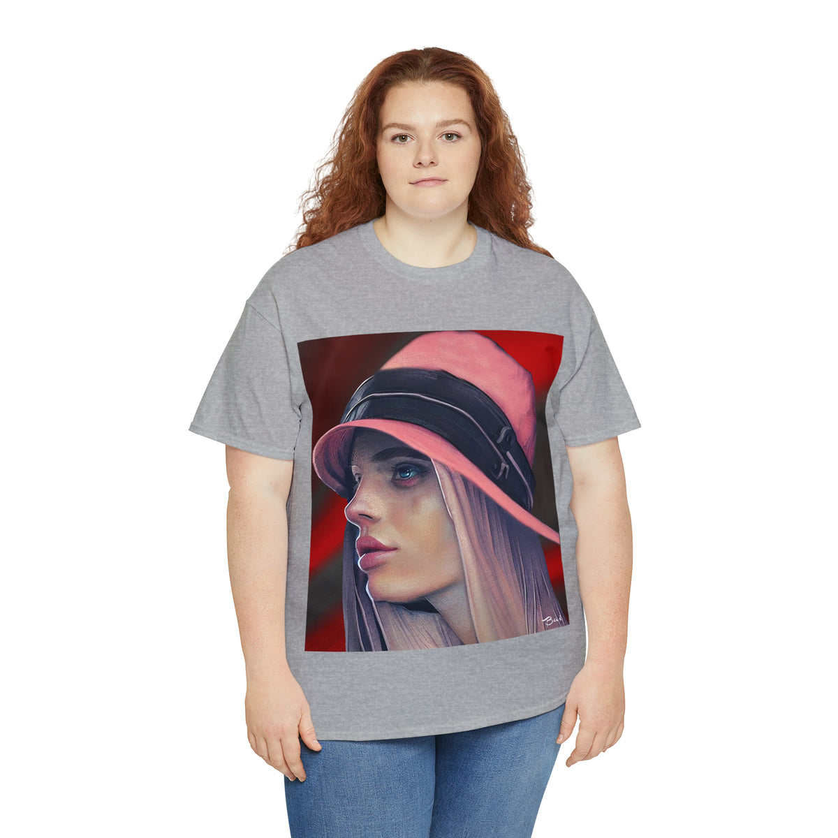 LADY IN PINK HAT - Airt on a Shirt  - Unisex Heavy Cotton Tee - AUS