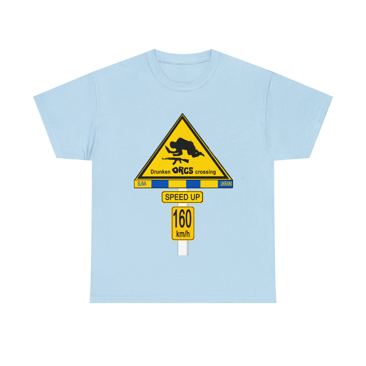 DRU**** ORCS CROSSING UKRAINE SUPPORTER T-SHIRT - Unisex Heavy Cotton Tee - AUS