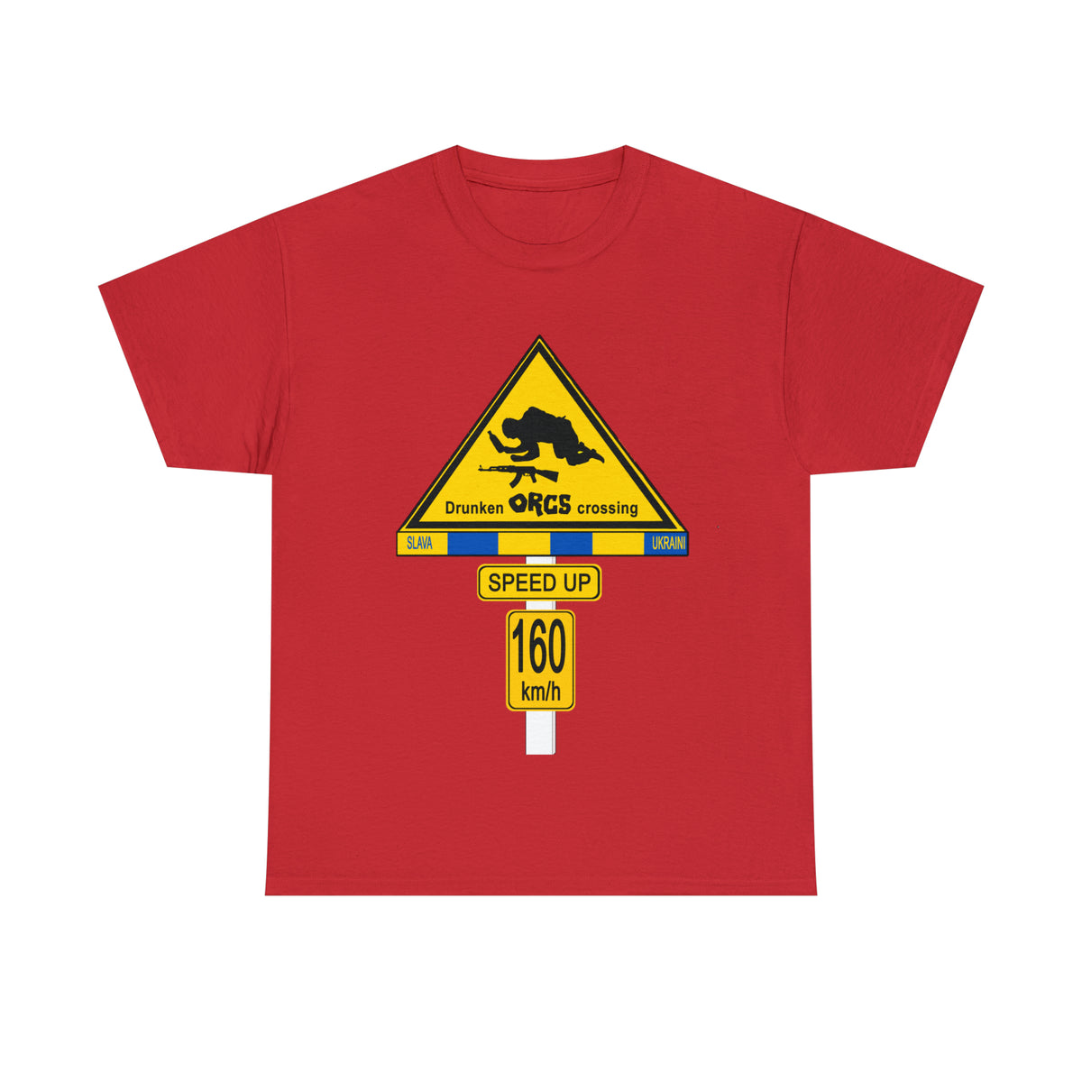 DRU**** ORCS CROSSING UKRAINE SUPPORTER T-SHIRT - Unisex Heavy Cotton Tee - AUS