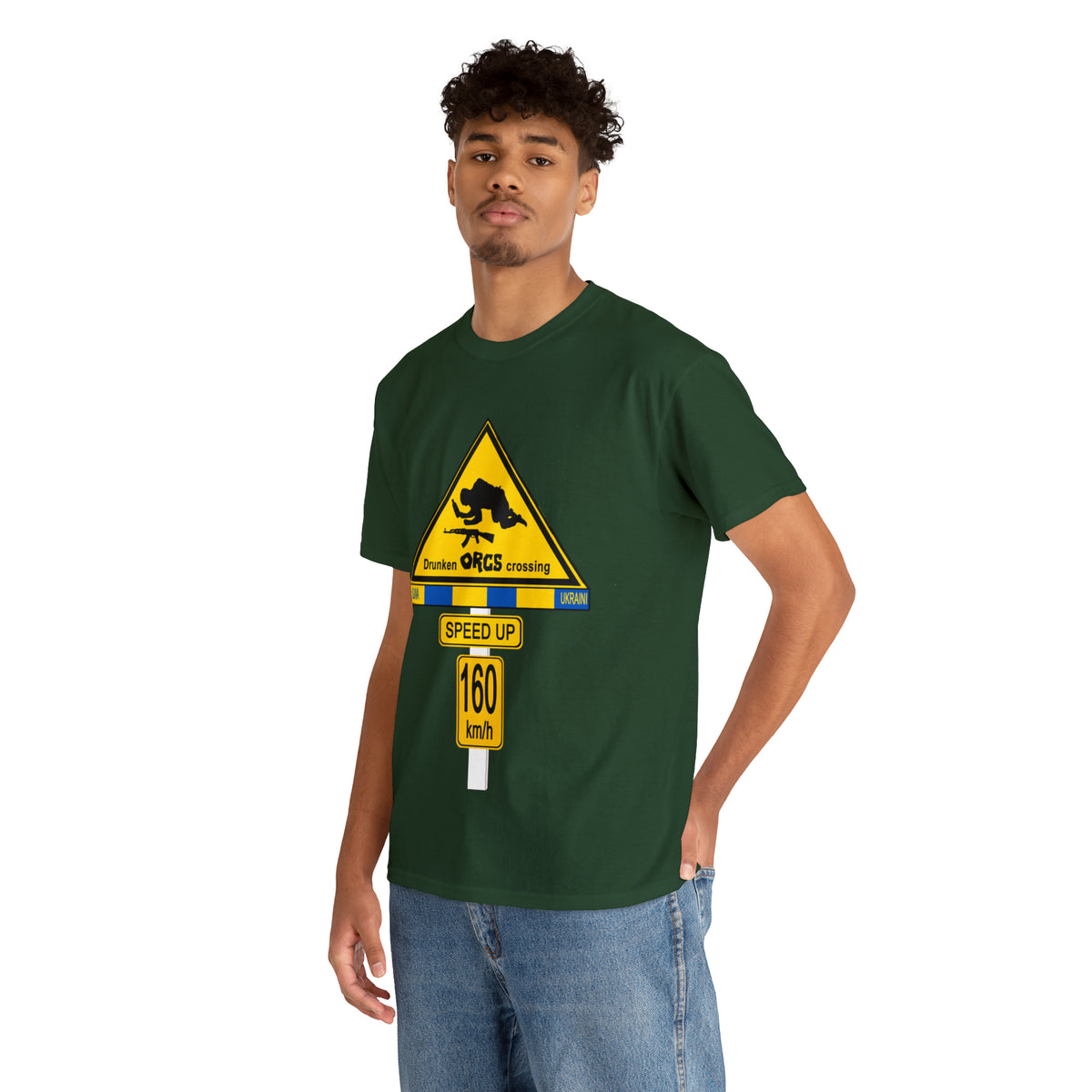 DRU**** ORCS CROSSING UKRAINE SUPPORTER T-SHIRT - Unisex Heavy Cotton Tee - AUS
