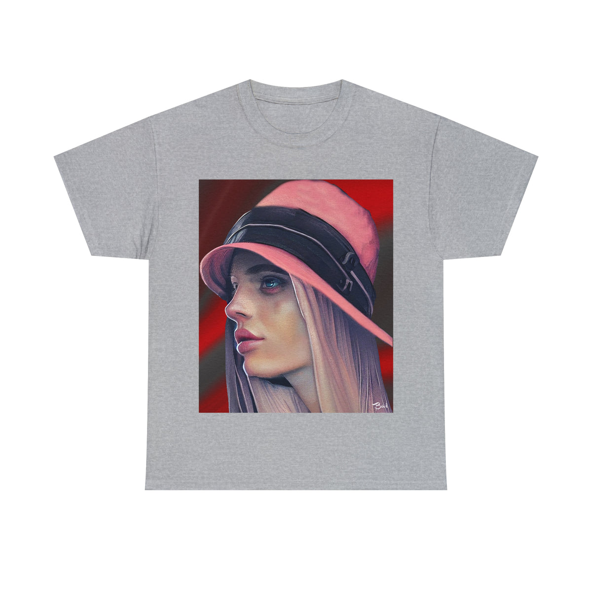 LADY IN PINK HAT - Airt on a Shirt  - Unisex Heavy Cotton Tee - AUS
