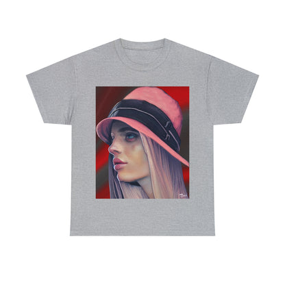 LADY IN PINK HAT - Airt on a Shirt  - Unisex Heavy Cotton Tee - AUS