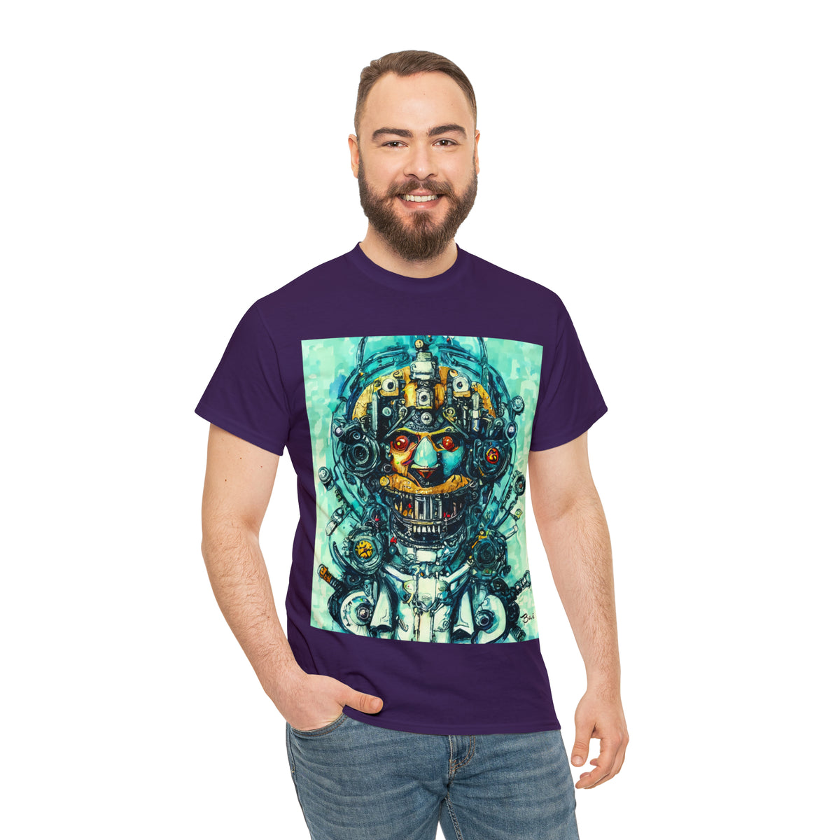 CYBERPUNK STEAMPUNK AUTON - Airt on a Shirt  - Unisex Heavy Cotton Tee - AUS