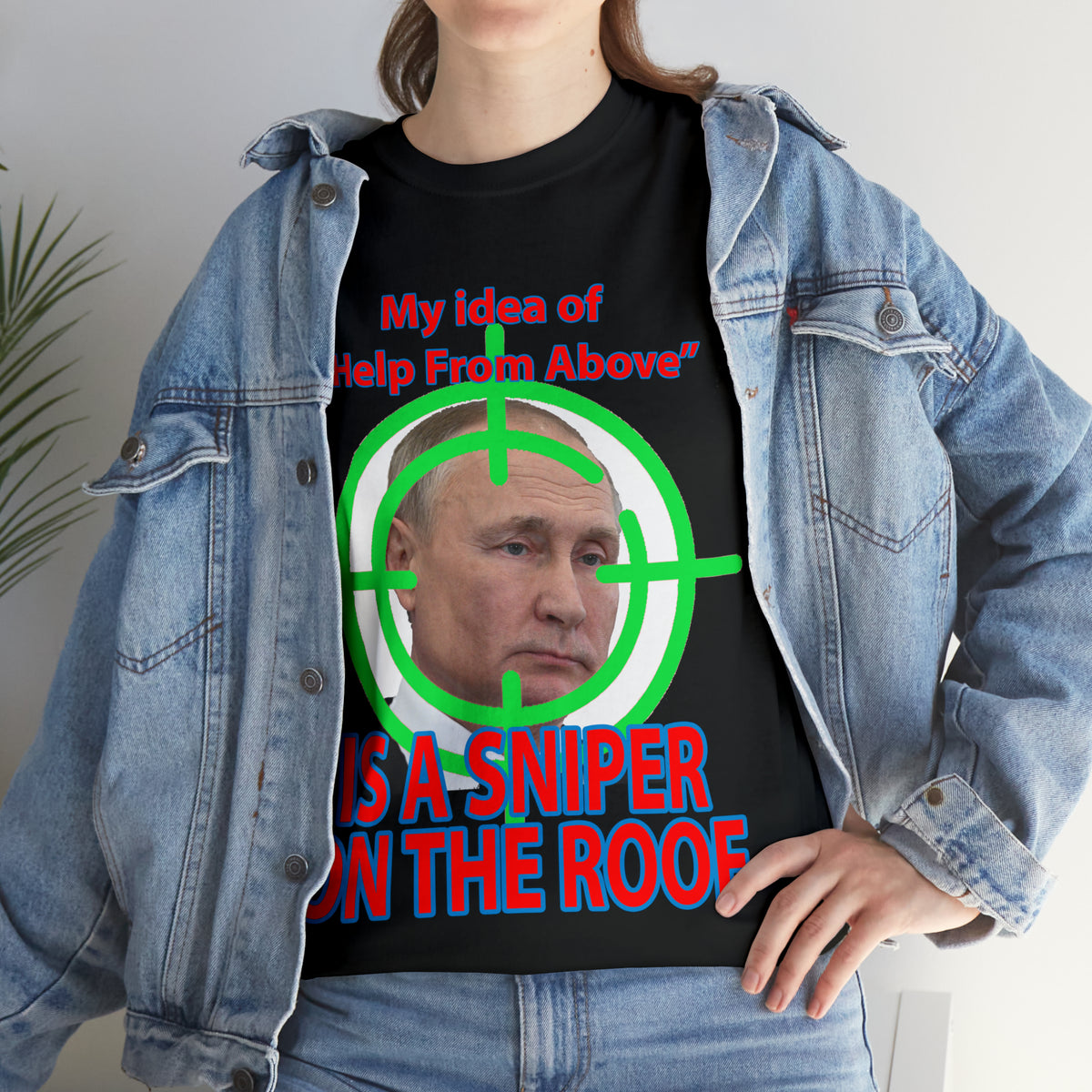 Help from Above SNIPER ON THE ROOF - Funny Unisex Heavy Cotton Tee - AUS
