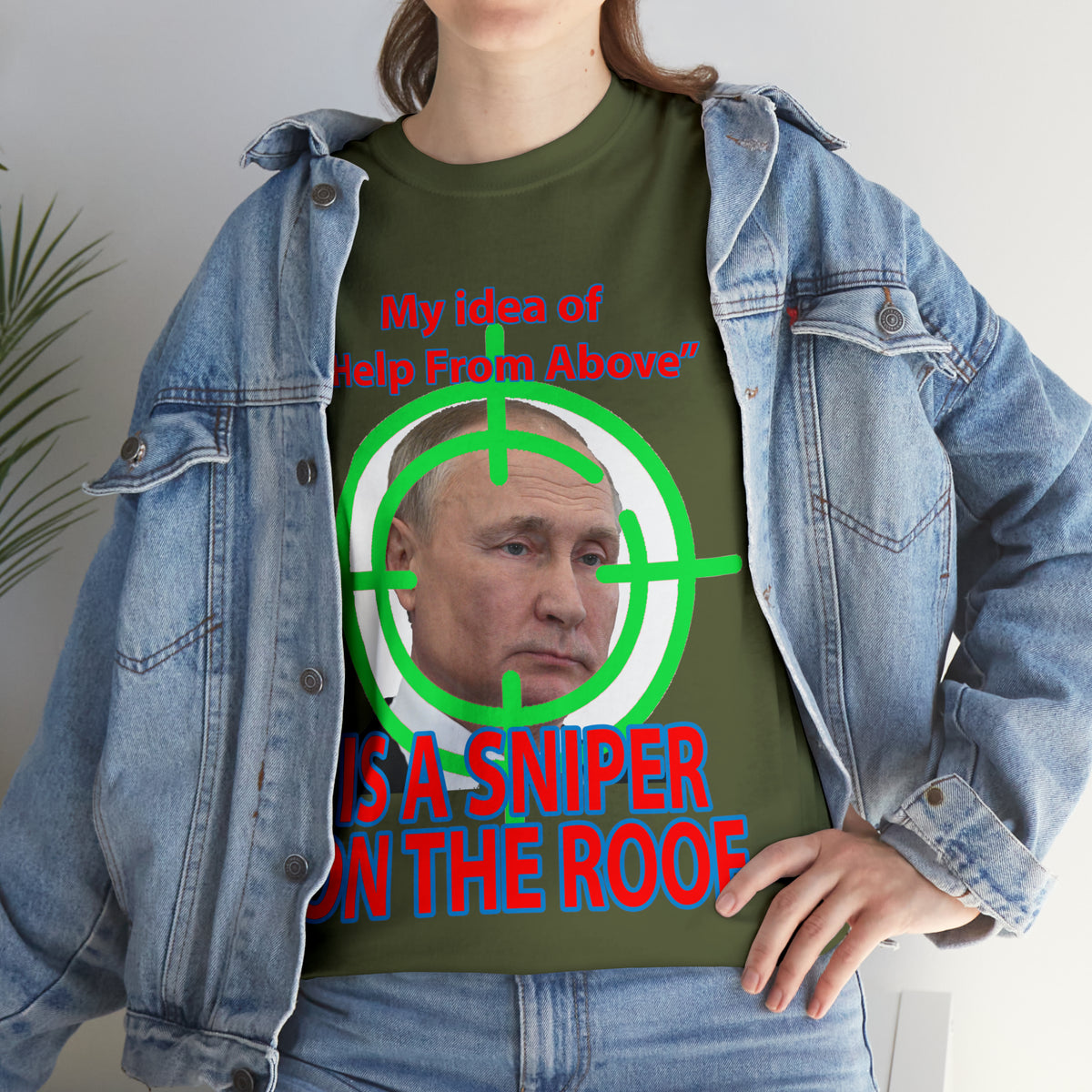 Help from Above SNIPER ON THE ROOF - Funny Unisex Heavy Cotton Tee - AUS