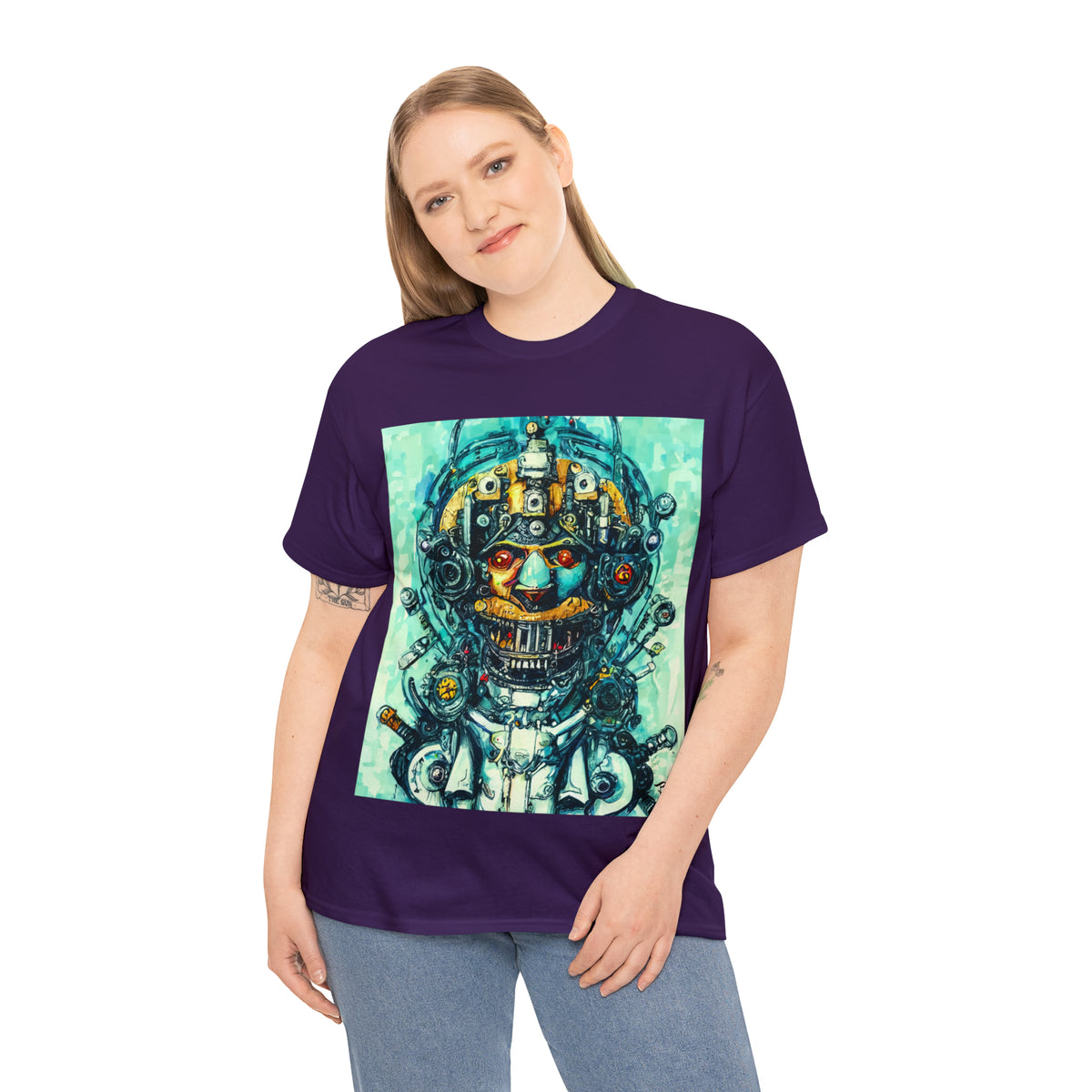 CYBERPUNK STEAMPUNK AUTON - Airt on a Shirt  - Unisex Heavy Cotton Tee - AUS