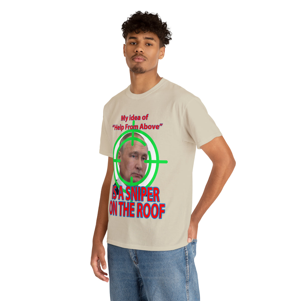 Help from Above SNIPER ON THE ROOF - Funny Unisex Heavy Cotton Tee - AUS