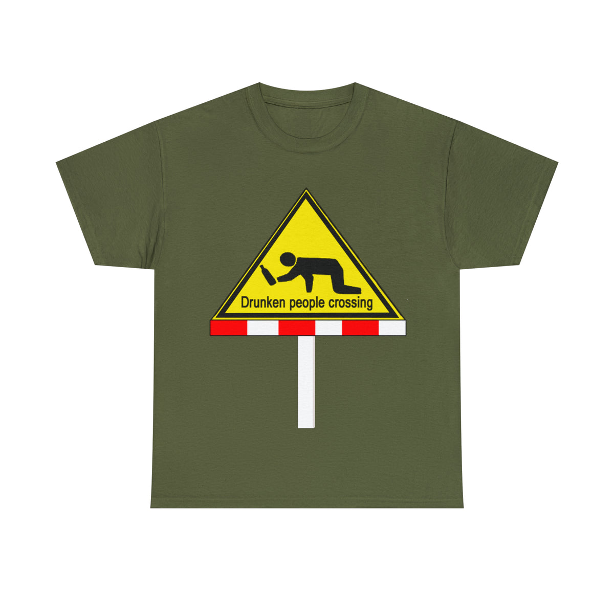 DRU**** PEOPLE CROSSING FUNNY SIGN T-SHIRT - Unisex Heavy Cotton Tee - AUS