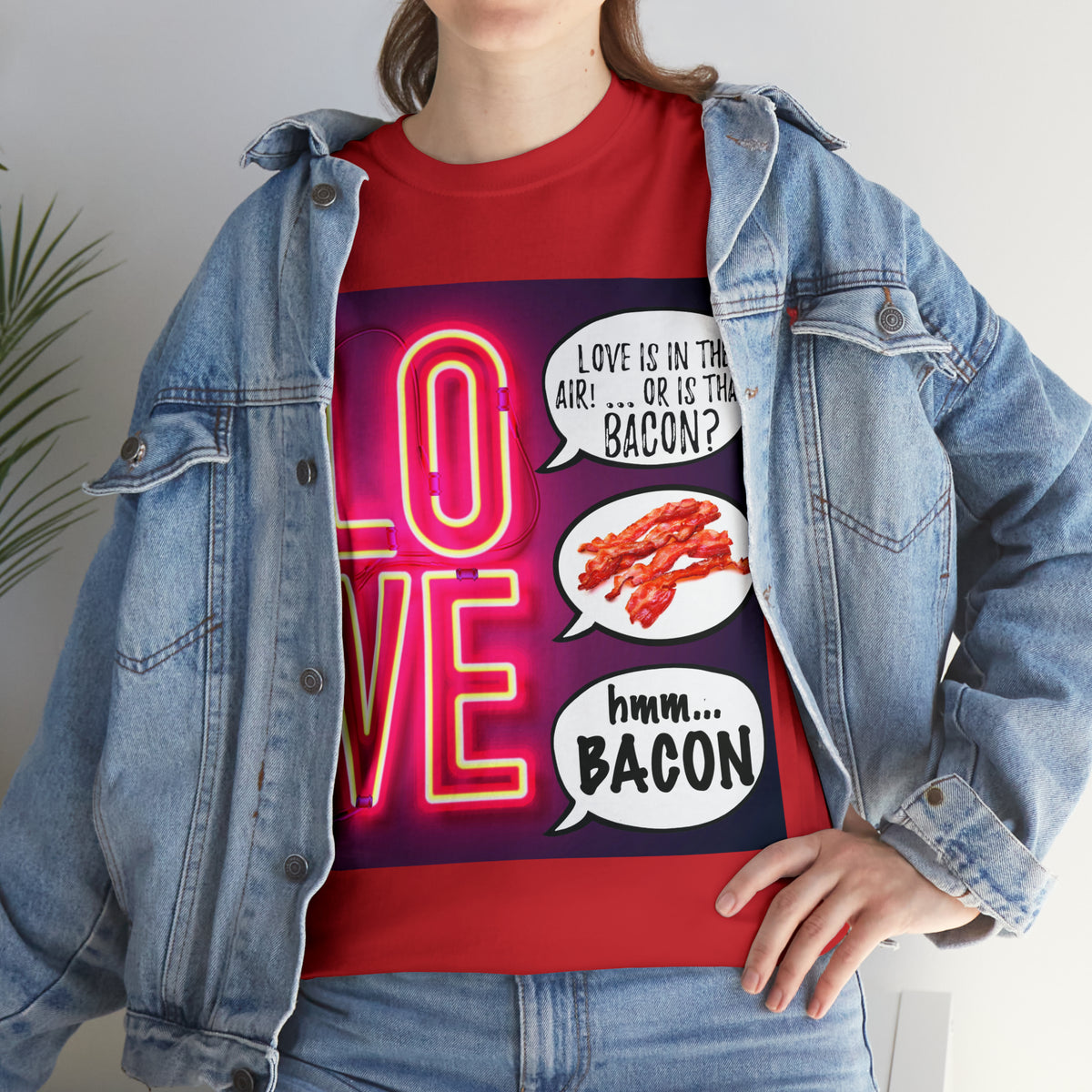 LOVE in in the AIR... or is that BACON? - Unisex Heavy Cotton Tee