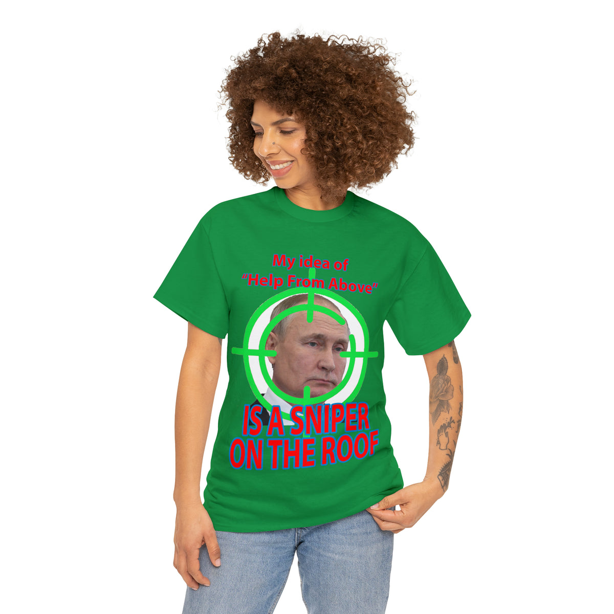 Help from Above SNIPER ON THE ROOF - Funny Unisex Heavy Cotton Tee - AUS