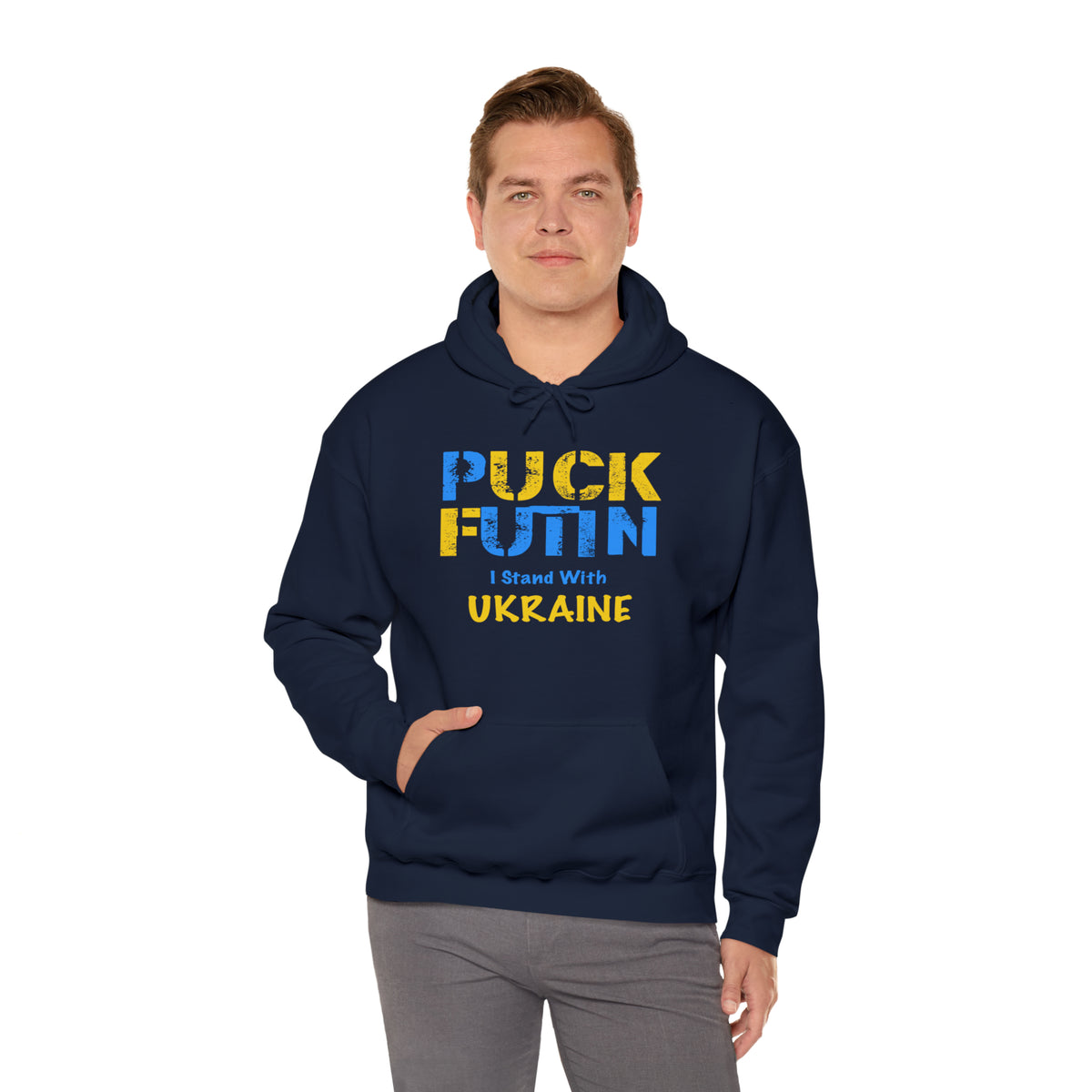 "P*** FUTI*" I Stand With UKRAINE - Unisex Heavy Blend™ Hooded Sweatshirt