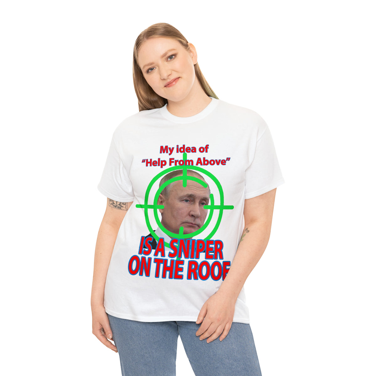 Help from Above SNIPER ON THE ROOF - Funny Unisex Heavy Cotton Tee - AUS