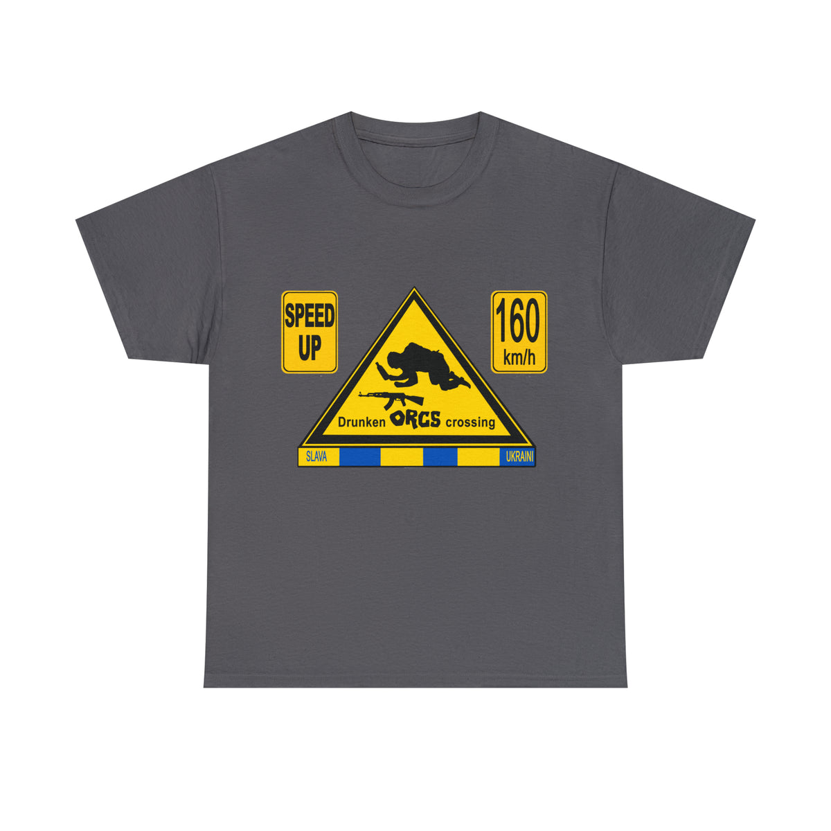 DRU**** ORCS CROSSING - 160 Km/h/SPEED UP - Unisex Heavy Cotton Tee - AUS