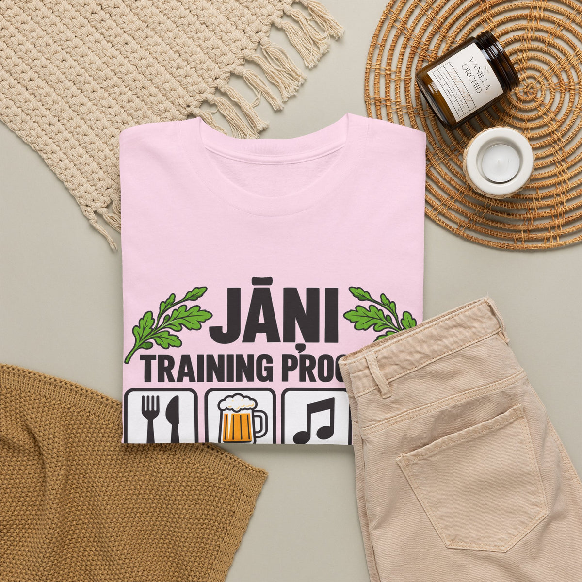 Jāņi Training Program T-Shirt | Latvian Midsummer Gift | White Text | BalticAF