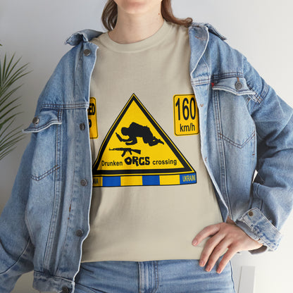 DRU**** ORCS CROSSING - 160 Km/h/SPEED UP - Unisex Heavy Cotton Tee - AUS