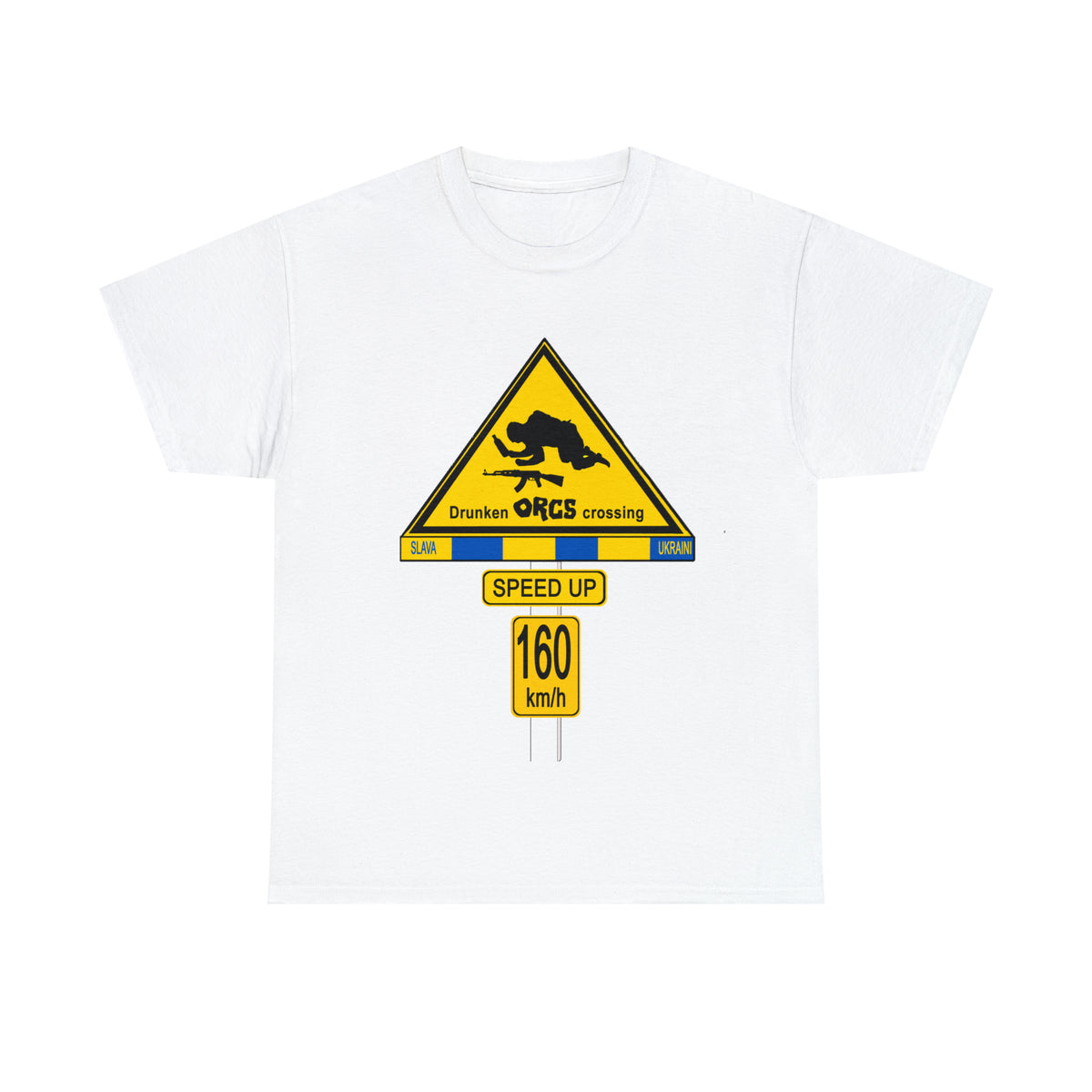 DRU**** ORCS CROSSING UKRAINE SUPPORTER T-SHIRT - Unisex Heavy Cotton Tee - AUS