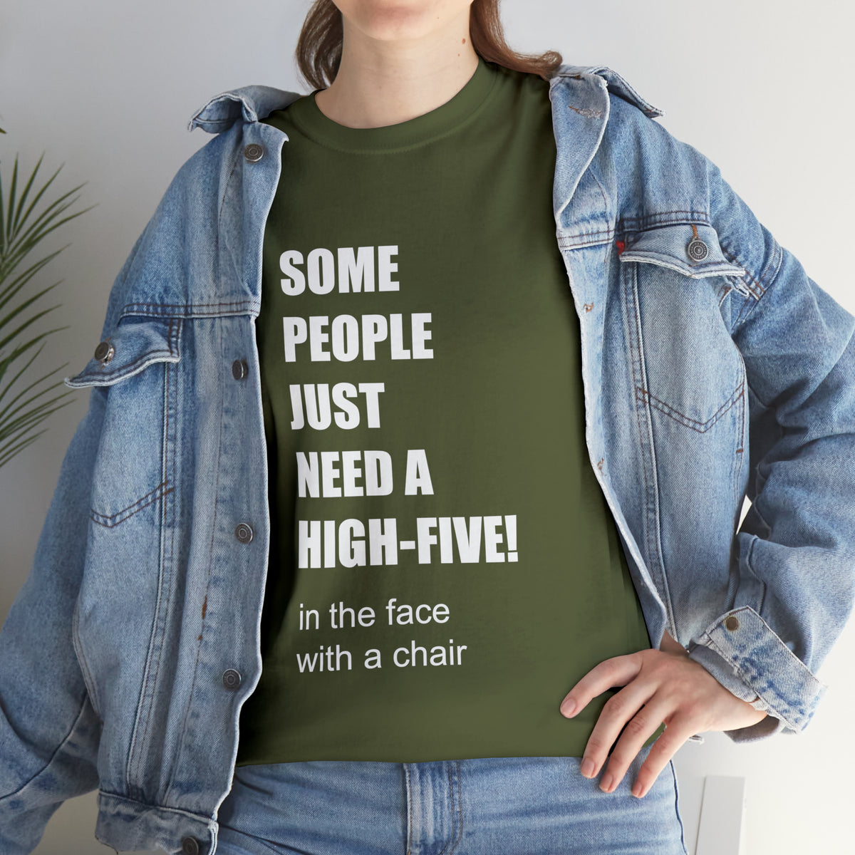 SOME PEOPLE NEED A HIGH-FIVE - Unisex Heavy Cotton Tee - AUS