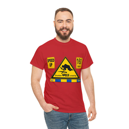 DRU**** ORCS CROSSING - 160 Km/h/SPEED UP - Unisex Heavy Cotton Tee - AUS