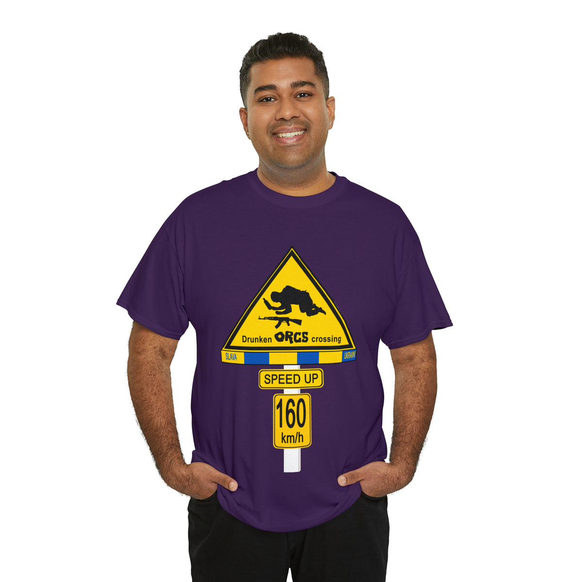 DRU**** ORCS CROSSING UKRAINE SUPPORTER T-SHIRT - Unisex Heavy Cotton Tee - AUS