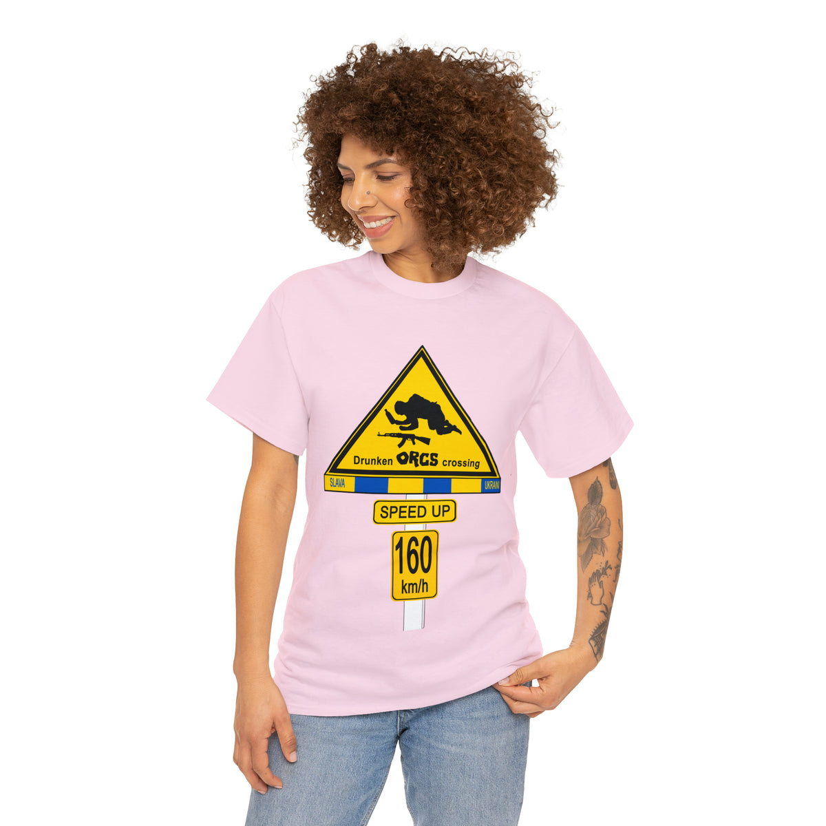 DRU**** ORCS CROSSING UKRAINE SUPPORTER T-SHIRT - Unisex Heavy Cotton Tee - AUS