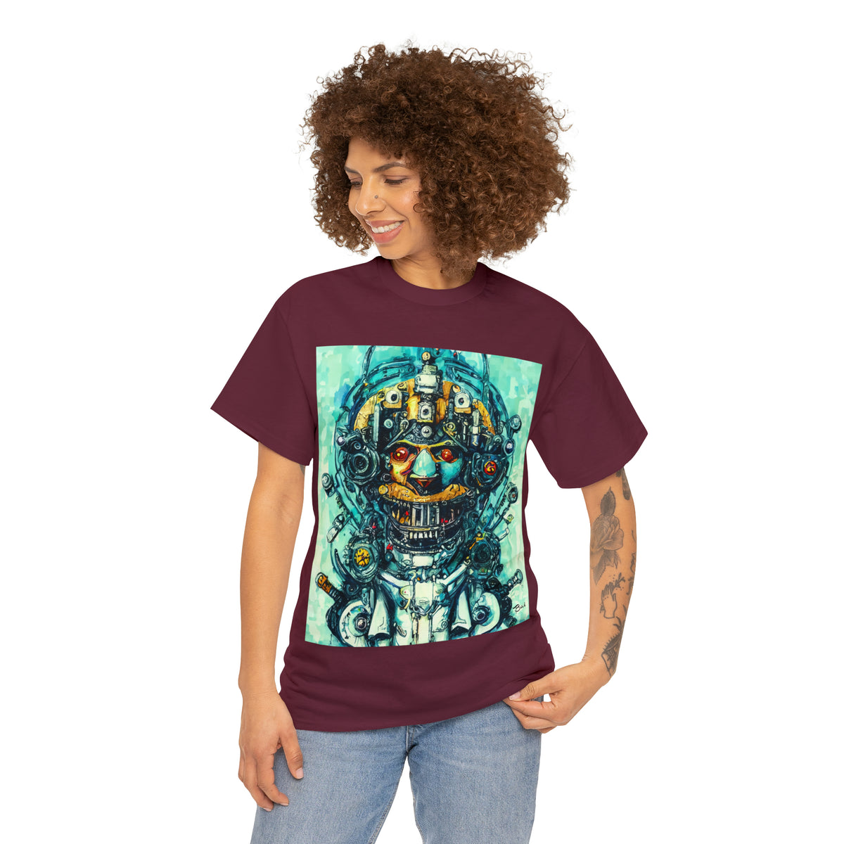 CYBERPUNK STEAMPUNK AUTON - Airt on a Shirt  - Unisex Heavy Cotton Tee - AUS