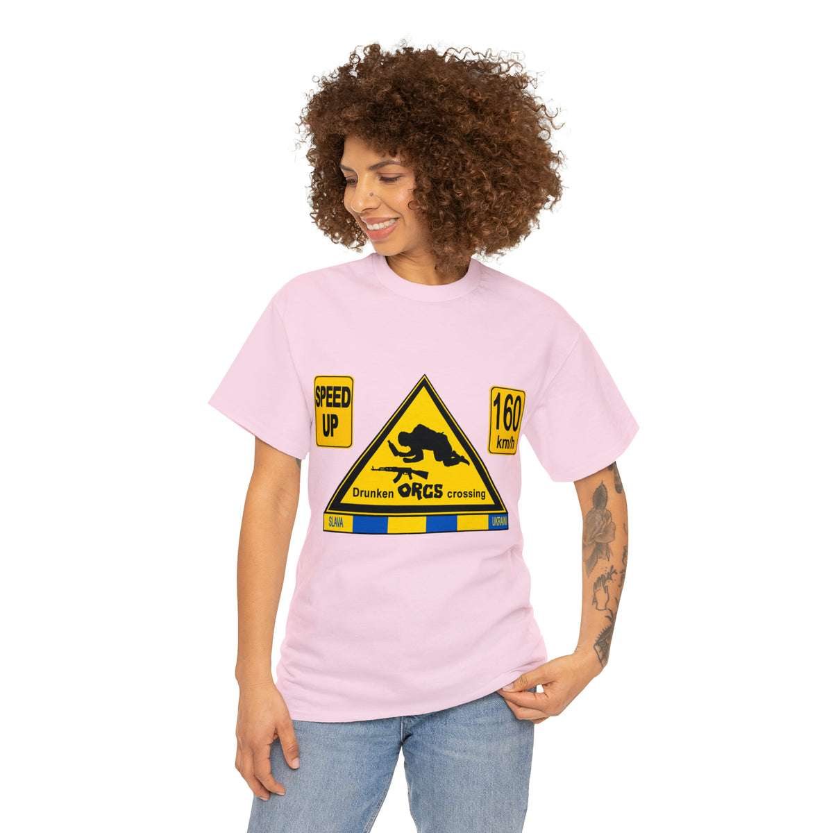 DRU**** ORCS CROSSING - 160 Km/h/SPEED UP - Unisex Heavy Cotton Tee - AUS