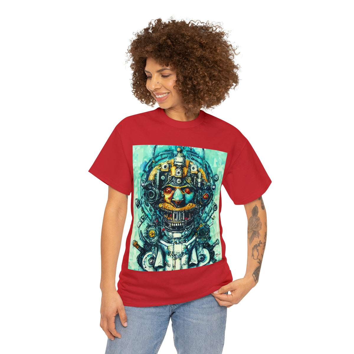 CYBERPUNK STEAMPUNK AUTON - Airt on a Shirt  - Unisex Heavy Cotton Tee - AUS