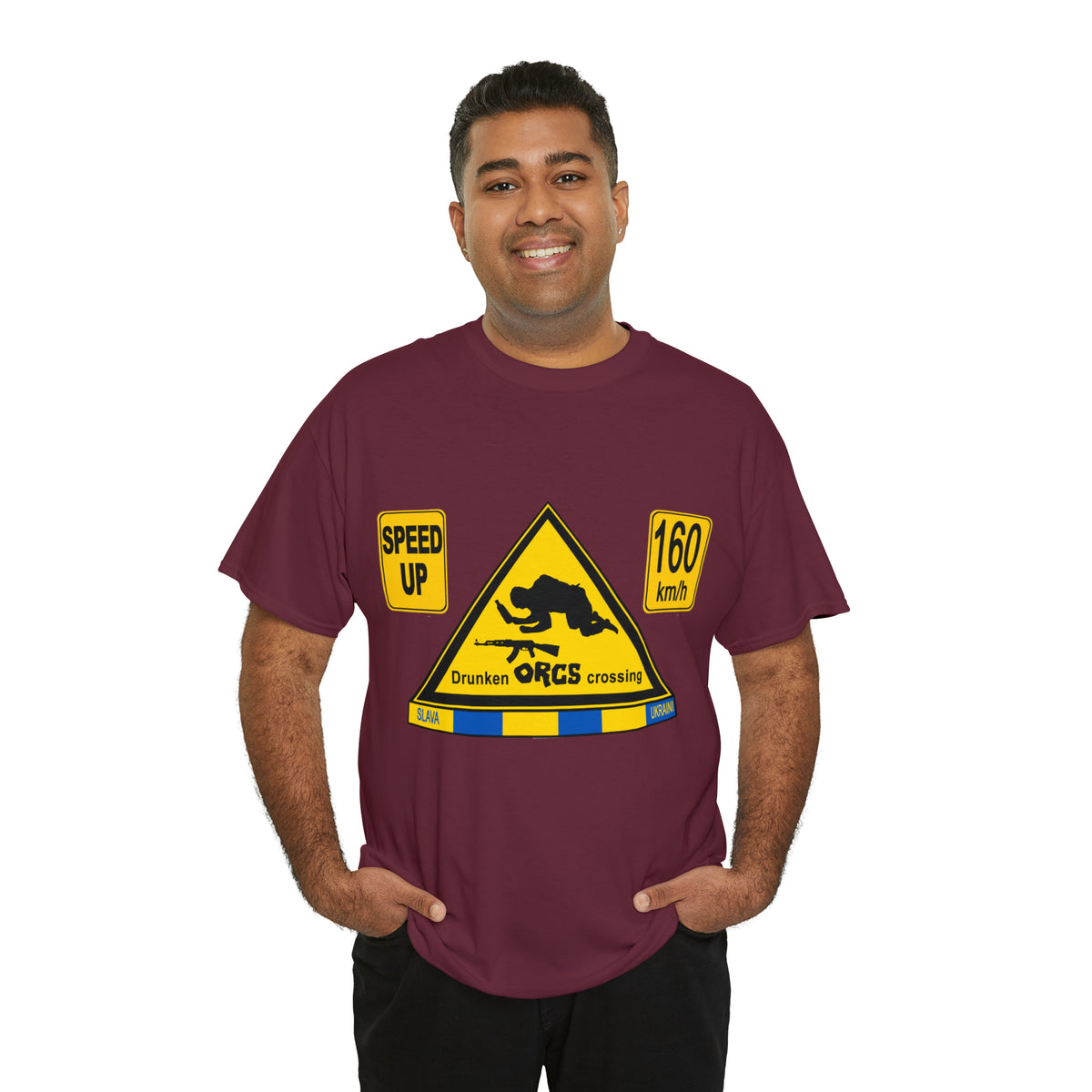 DRU**** ORCS CROSSING - 160 Km/h/SPEED UP - Unisex Heavy Cotton Tee - AUS