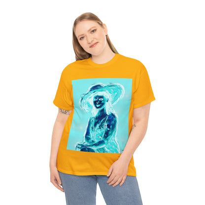 LADY IN SUN HAT (an Inversion in Red) - Airt on a Shirt  - Unisex Heavy Cotton Tee - AUS