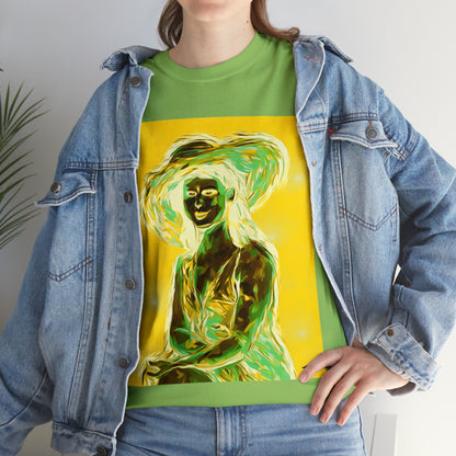 LADY IN SUN HAT (an Inversion in Blue) - Airt on a Shirt  - Unisex Heavy Cotton Tee - AUS