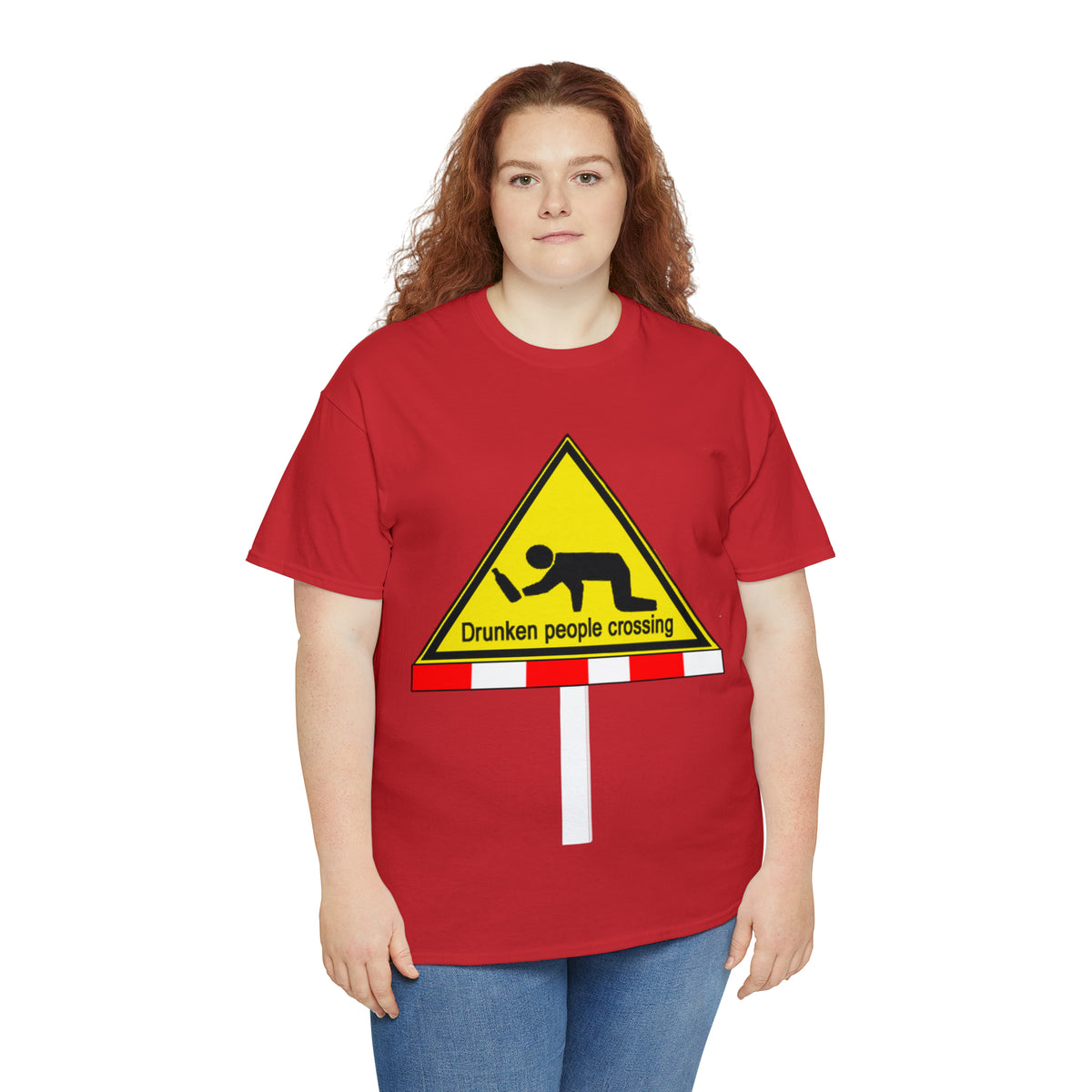 DRU**** PEOPLE CROSSING FUNNY SIGN T-SHIRT - Unisex Heavy Cotton Tee - AUS