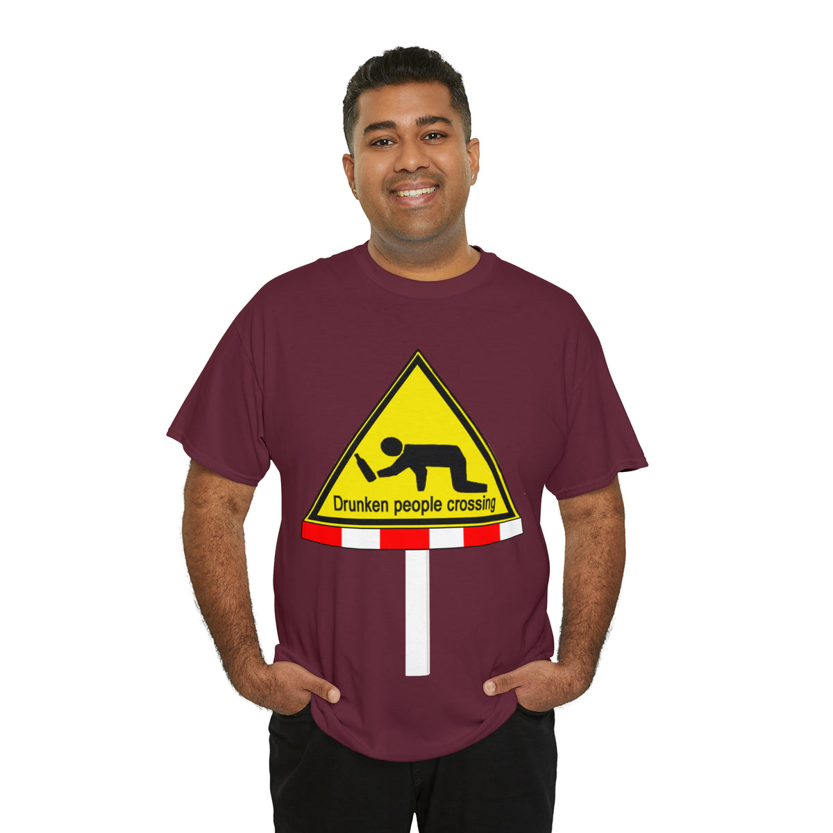 DRU**** PEOPLE CROSSING FUNNY SIGN T-SHIRT - Unisex Heavy Cotton Tee - AUS