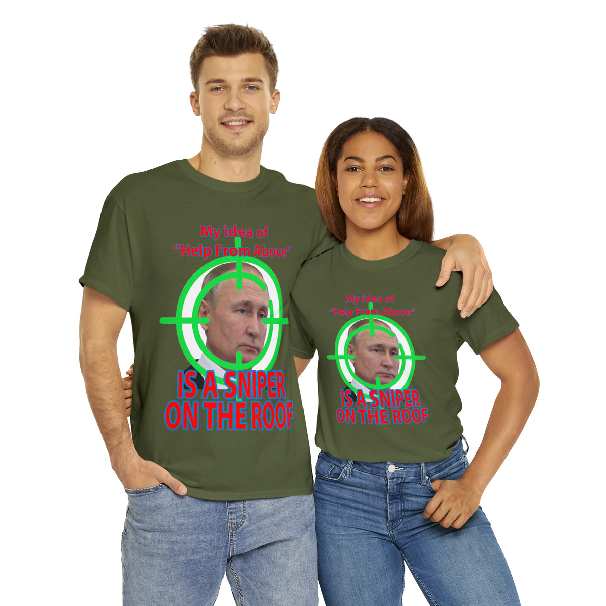 Help from Above SNIPER ON THE ROOF - Funny Unisex Heavy Cotton Tee - AUS