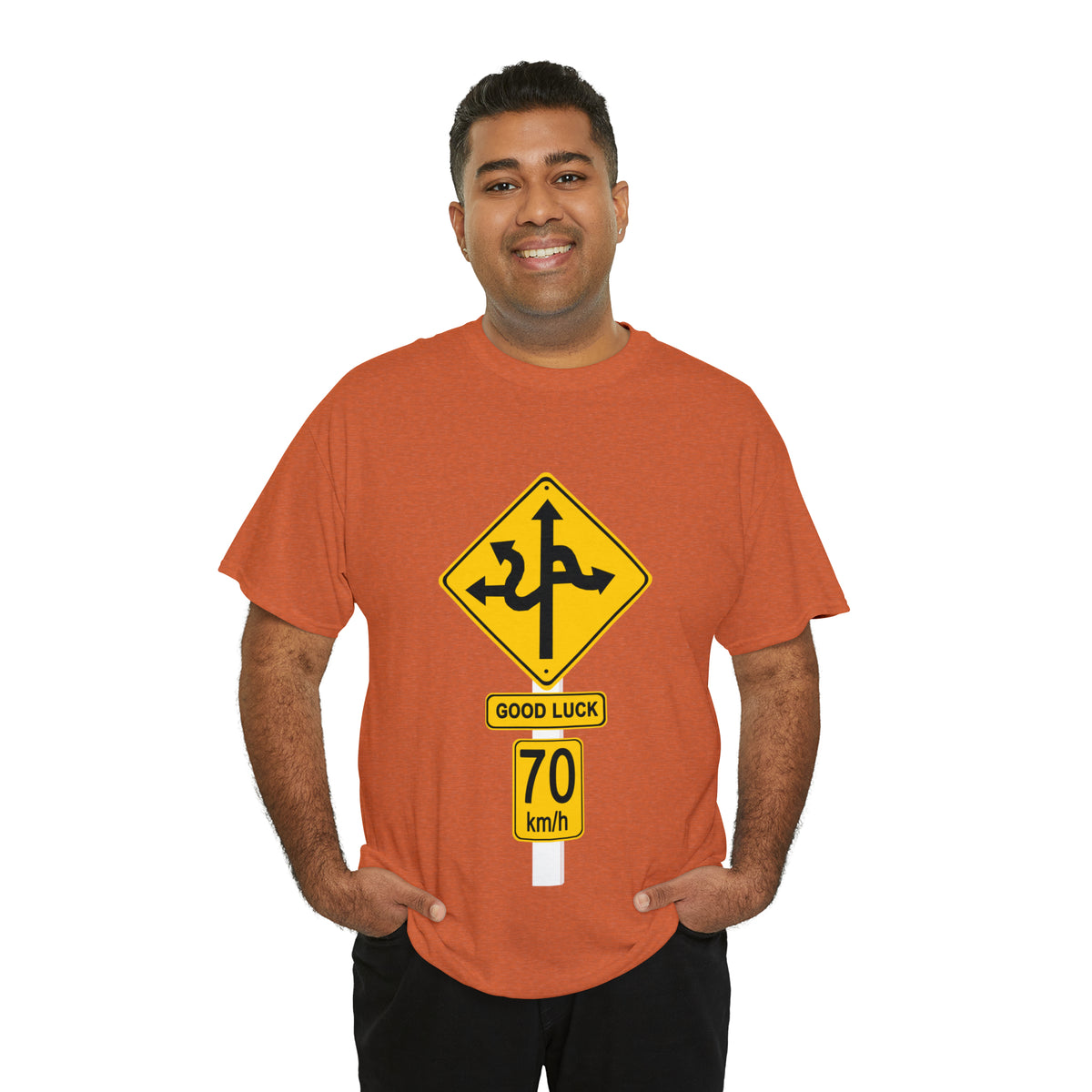 GOOD LUCK 70 kph Silly Sign - Unisex Heavy Cotton Tee - AUS