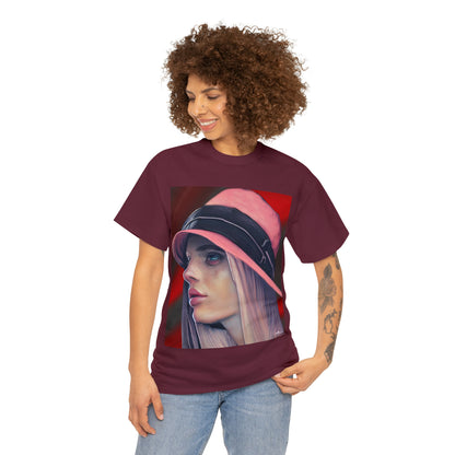 LADY IN PINK HAT - Airt on a Shirt  - Unisex Heavy Cotton Tee - AUS